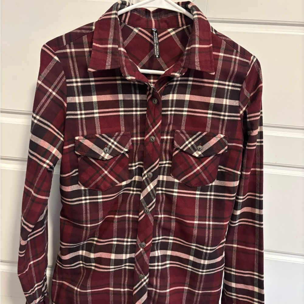 Kuhl Burgundy Plaid Button Up Shirt